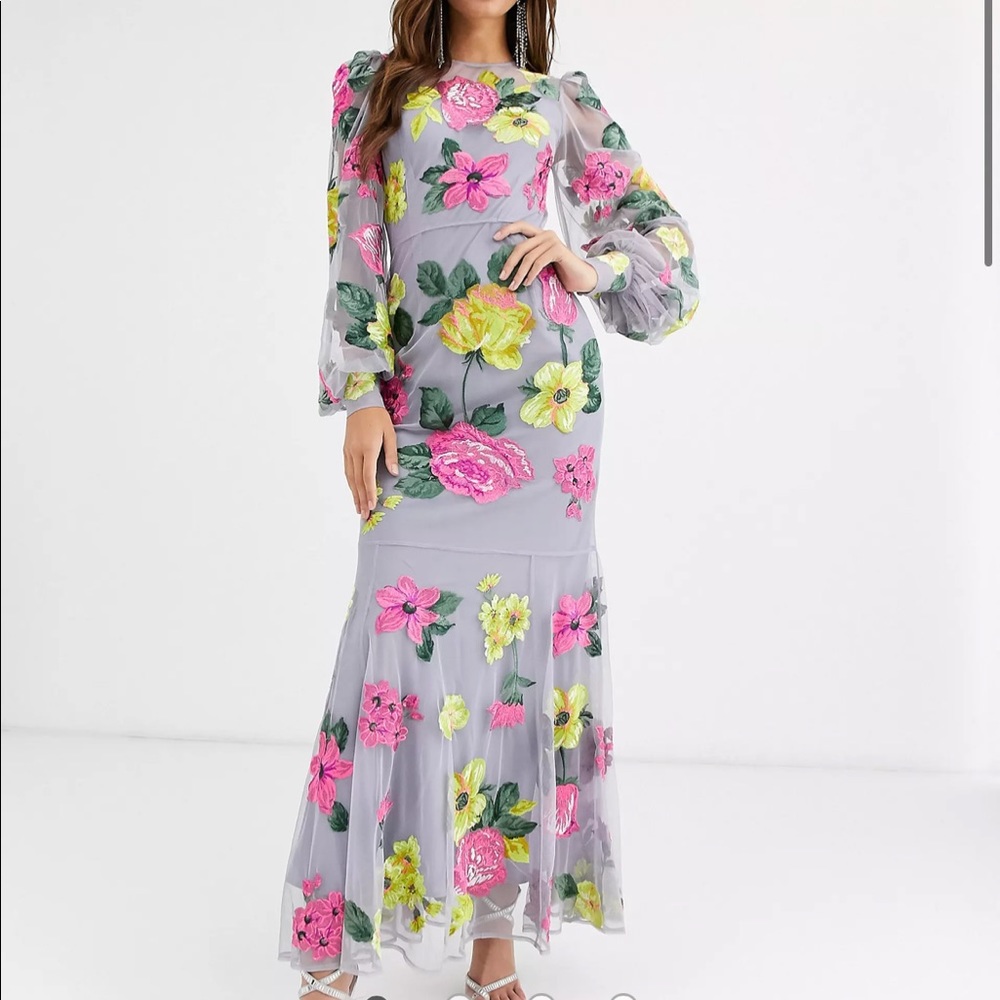 ASOS EDITION bright floral embroidered maxi dress